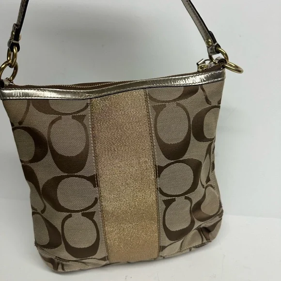 Coach Vintage Signature Metallic Gold Hobo Bag - Picture 3 of 7